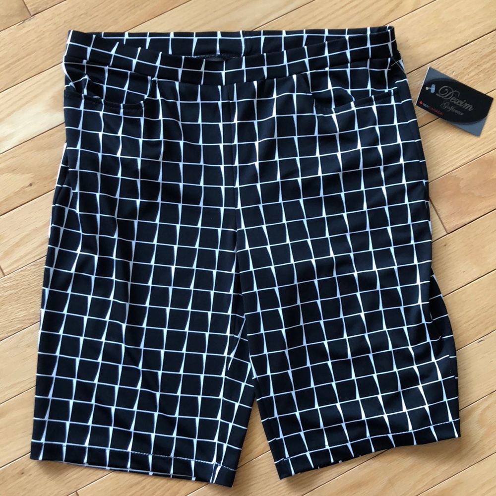 New with Tags, Dexim Golfwear bermuda length Shorts,  Black/white, lightweight,